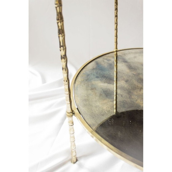 Image 1 of Vintage side table by Maison Baguès in glass and brass, 1960s