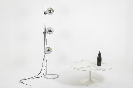 Image 1 of Chrome-plated metal floor lamp. Circa 1970.