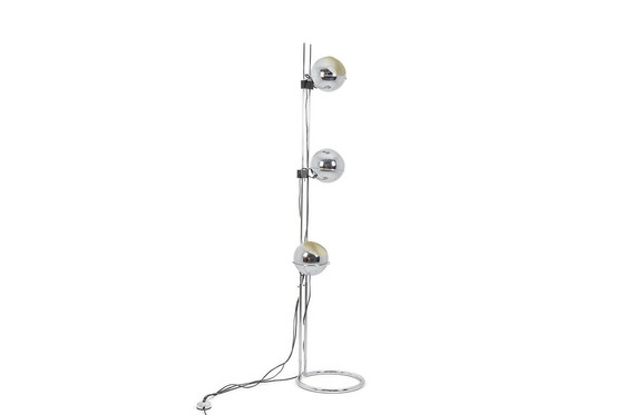 Image 1 of Chrome-plated metal floor lamp. Circa 1970.