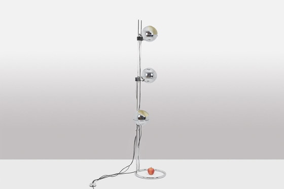 Image 1 of Chrome-plated metal floor lamp. Circa 1970.