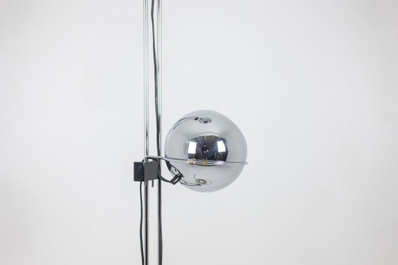 Image 1 of Chrome-plated metal floor lamp. Circa 1970.