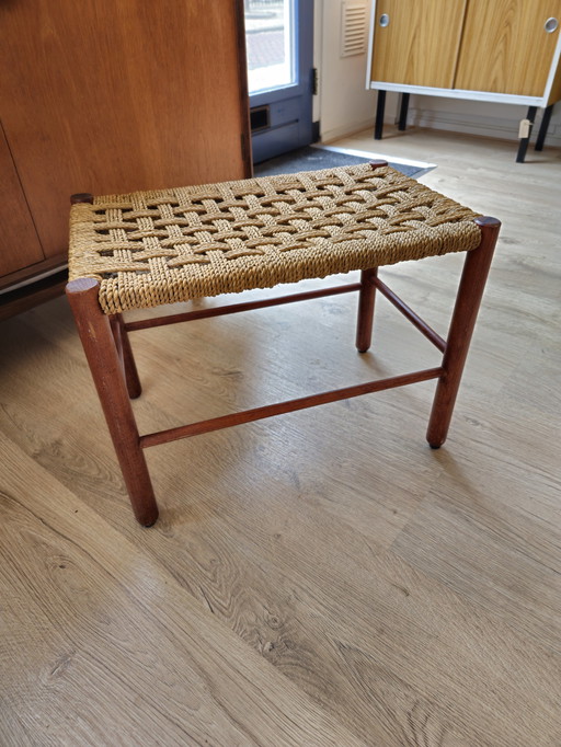 Vintage Papercord Stool Stool Footstool Bench