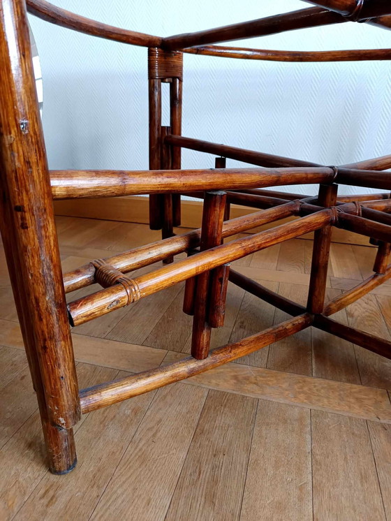 Image 1 of Large Rattan Telescopic Table Circa 1970