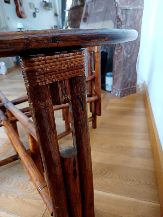 Image 1 of Large Rattan Telescopic Table Circa 1970