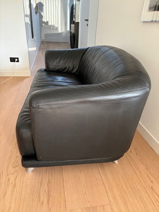 Image 1 of 2x Black Leather Sofas