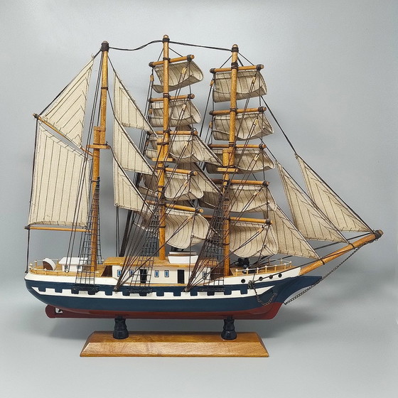 Image 1 of 1970S Astonishing Belem Model Ship. Handmade. Made In England