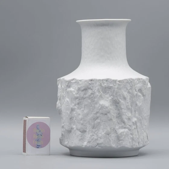 Image 1 of Ernst Fenzl Bareuther Op-Art Bark Relief Bisque Porcelain "Silvana" Vase Set ×5