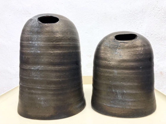 Image 1 of 2 Sculptures By Jaan Mobach Studio Ceramics Signed 60s 70s Design
