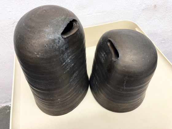 Image 1 of 2 Sculptures By Jaan Mobach Studio Ceramics Signed 60s 70s Design