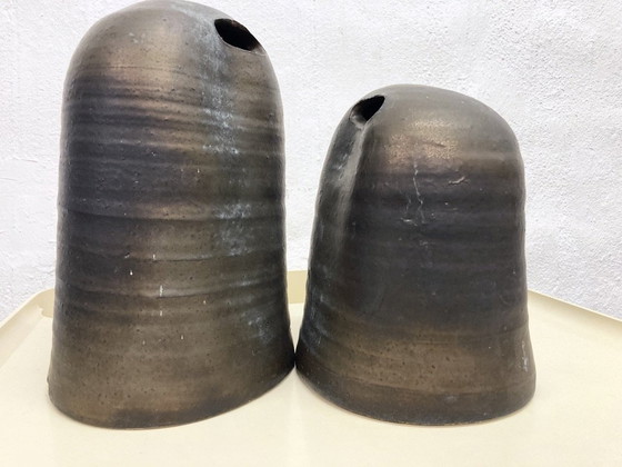 Image 1 of 2 Sculptures By Jaan Mobach Studio Ceramics Signed 60s 70s Design