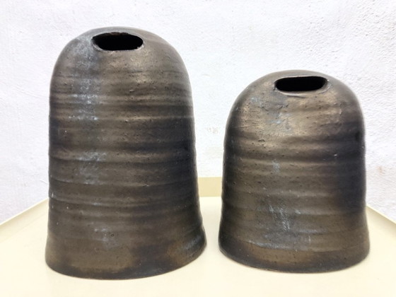 Image 1 of 2 Sculptures By Jaan Mobach Studio Ceramics Signed 60s 70s Design