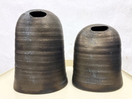 Image 1 of 2 Sculptures By Jaan Mobach Studio Ceramics Signed 60s 70s Design