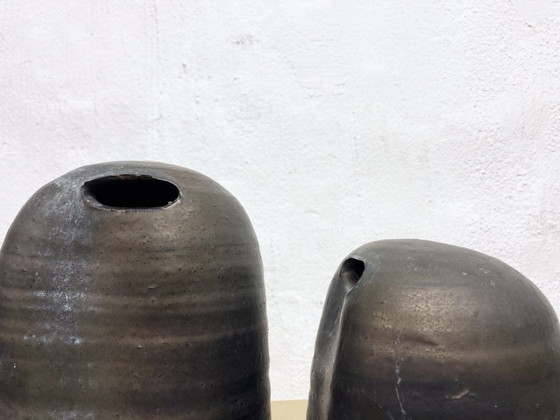 Image 1 of 2 Sculptures By Jaan Mobach Studio Ceramics Signed 60s 70s Design
