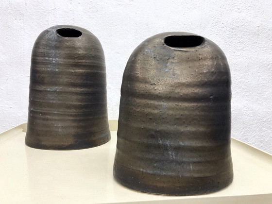 Image 1 of 2 Sculptures By Jaan Mobach Studio Ceramics Signed 60s 70s Design