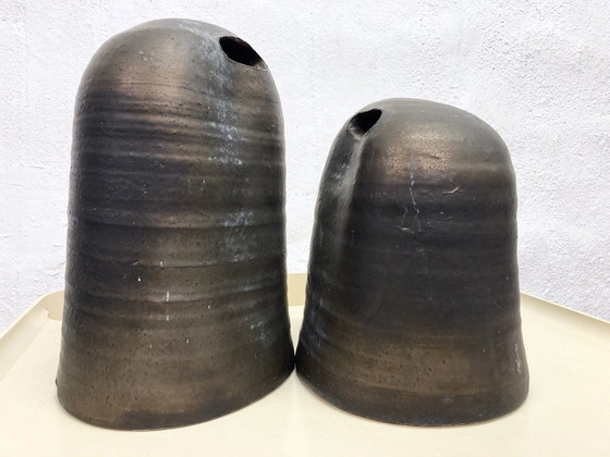 Image 1 of 2 Sculptures By Jaan Mobach Studio Ceramics Signed 60s 70s Design