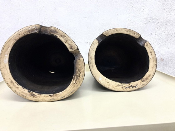 Image 1 of 2 Sculptures By Jaan Mobach Studio Ceramics Signed 60s 70s Design