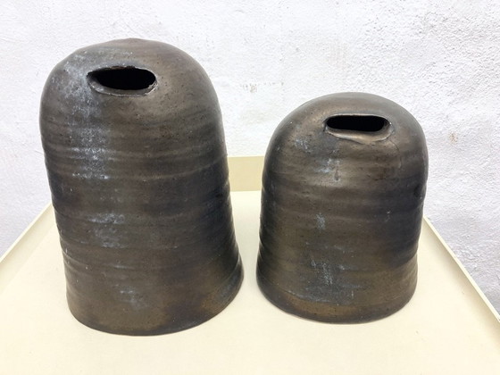 Image 1 of 2 Sculptures By Jaan Mobach Studio Ceramics Signed 60s 70s Design