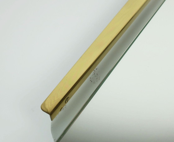 Image 1 of 1950s 1960s mid century modern WALL MIRROR with metal and brass frame