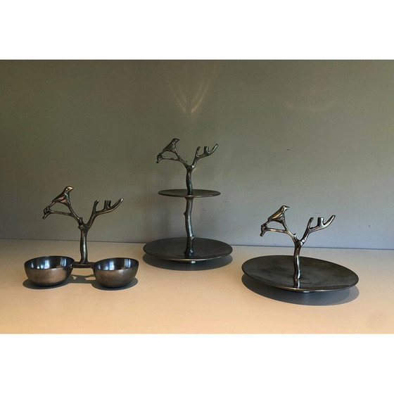 Image 1 of Set of 3 vintage aluminum serving pieces, 1970