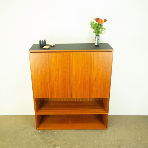 Shelf combination, teak with black formica top, 1970s