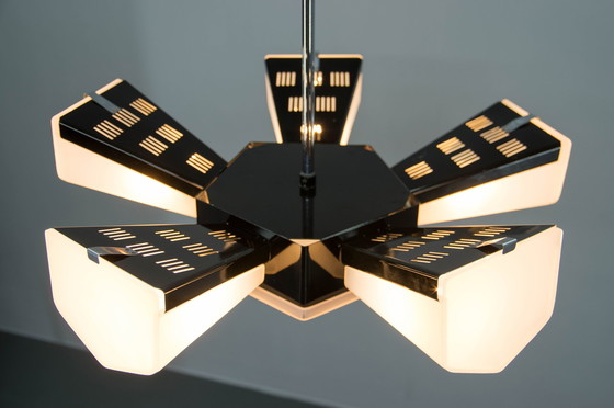 Image 1 of Mid-Century Plastic And Metal Chandelier By Lidokov, Czechoslovakia, 1970S 