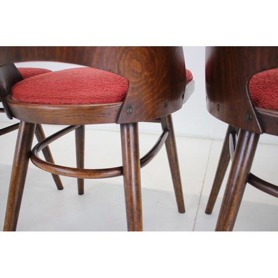 Image 1 of Set of 4 vintage dining chairs in wood and fabric by Oswald Haerdtl for Thonet, Czechoslovakia 1960s