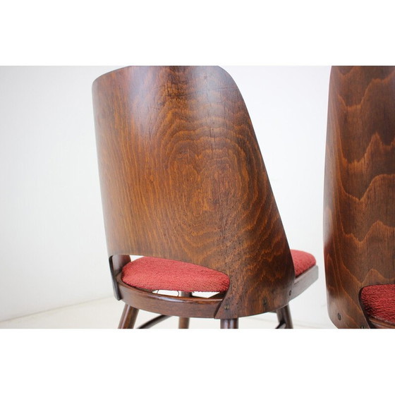 Image 1 of Set of 4 vintage dining chairs in wood and fabric by Oswald Haerdtl for Thonet, Czechoslovakia 1960s