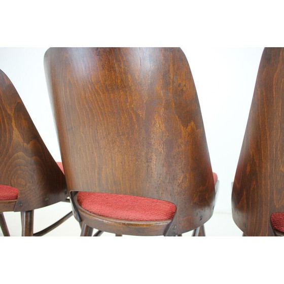 Image 1 of Set of 4 vintage dining chairs in wood and fabric by Oswald Haerdtl for Thonet, Czechoslovakia 1960s