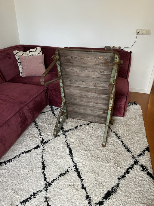 Vintage Salon Table Made From Old Train Wagon Parts