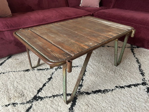 Vintage Salon Table Made From Old Train Wagon Parts