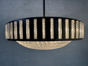 Lampe suspendue vintage de l'ère spatiale - verre et métal