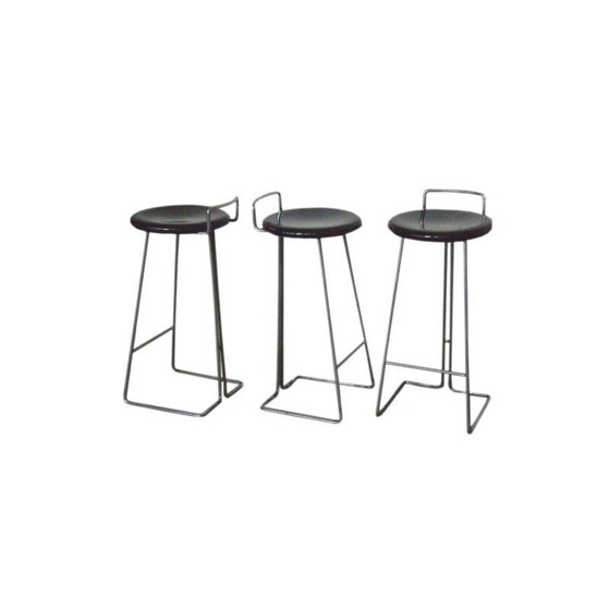 Image 1 of Set of 3 vintage stools by Coslin George for Dada, Italy 1970s