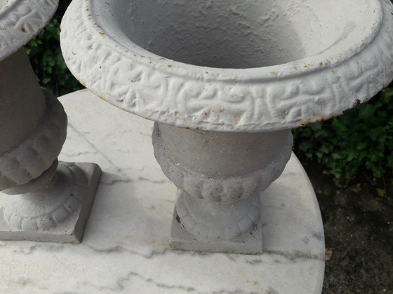 Image 1 of 2 Cast iron brocante vases 32 cm high