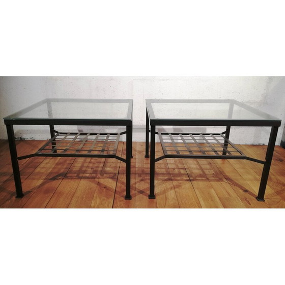Image 1 of Vintage granas iron coffee table with glass top by Ikea