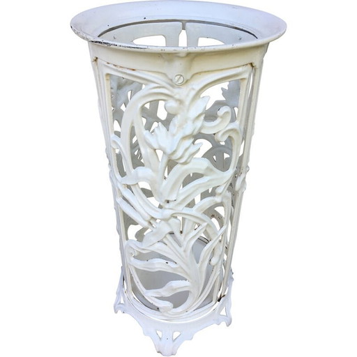 Vintage enamelled cast iron umbrella stand