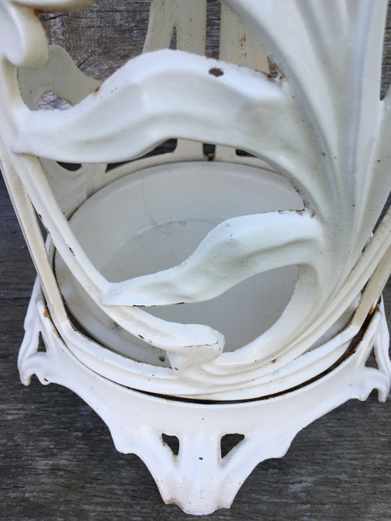Image 1 of Vintage enamelled cast iron umbrella stand