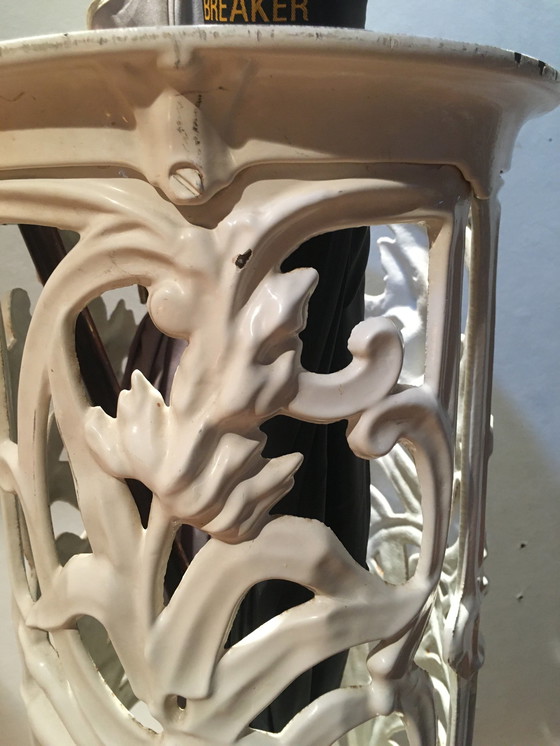 Image 1 of Vintage enamelled cast iron umbrella stand