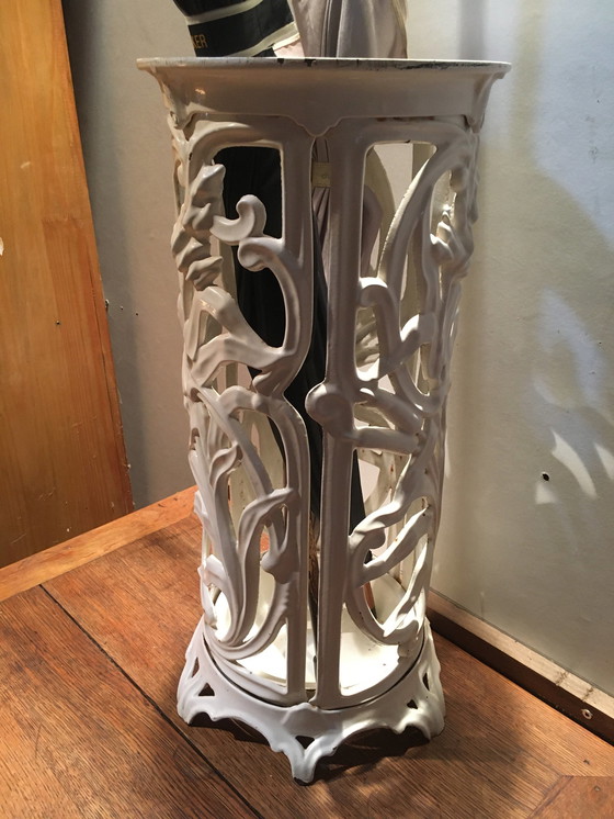 Image 1 of Vintage enamelled cast iron umbrella stand