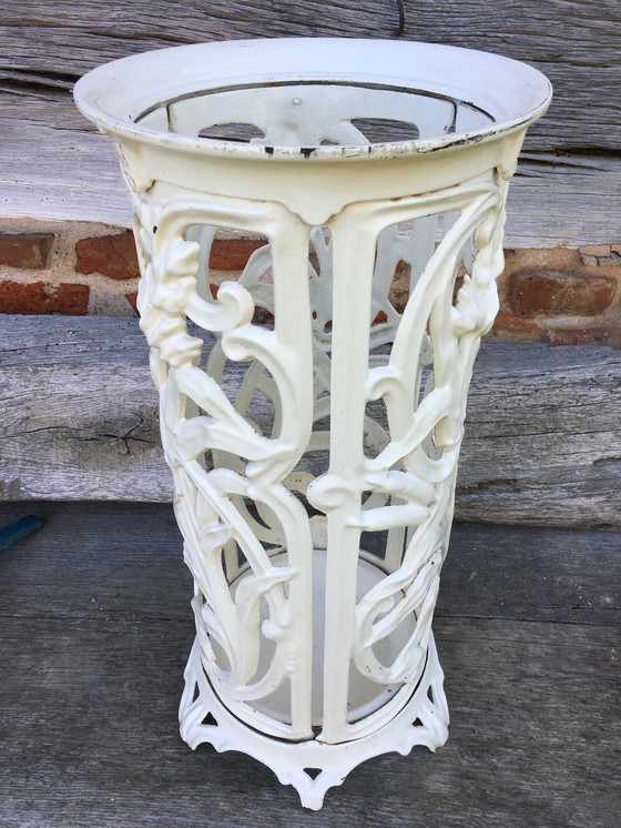 Image 1 of Vintage enamelled cast iron umbrella stand