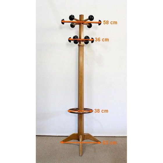 Image 1 of Vintage coat rack "Stella" in solid beech wood, 1960