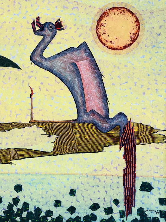 Image 1 of Daniel De Clercq (Belgio) Bellissimo dipinto surrealista di qualità 