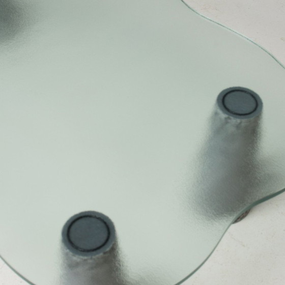 Image 1 of Tavolino da caffè vintage in marmo grigio e vetro testurizzato per Casigliani, Italia 1980