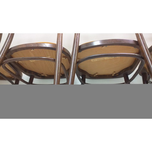 Set of 4 wooden chairs by Ton, Czechoslovakia 1960