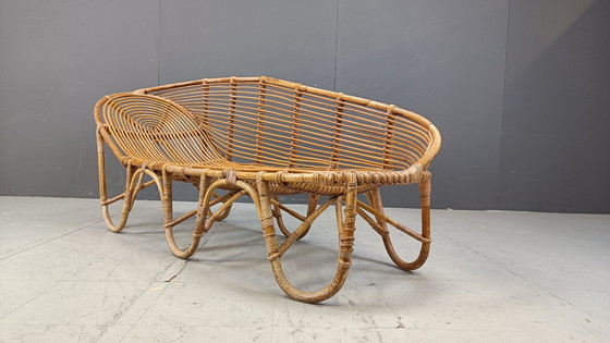 Image 1 of Sofá cama de bambú de mediados de siglo, década de 1960