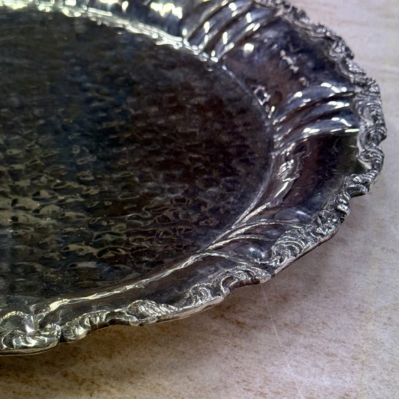 Image 1 of Italian Round Serving Bowl From 95% Peltro With Relief