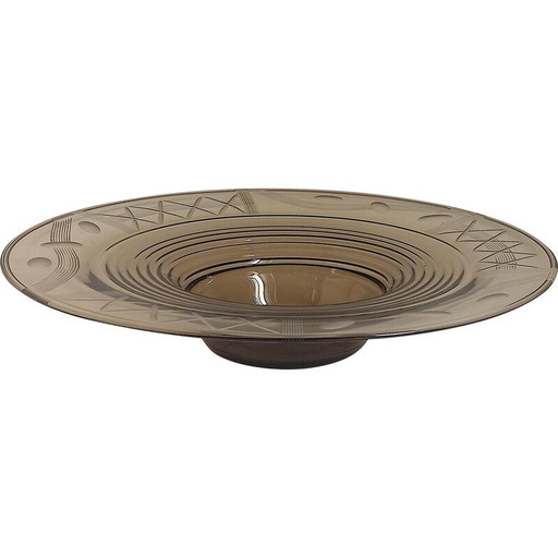 Vintage Art Deco cup in smoked brown glass