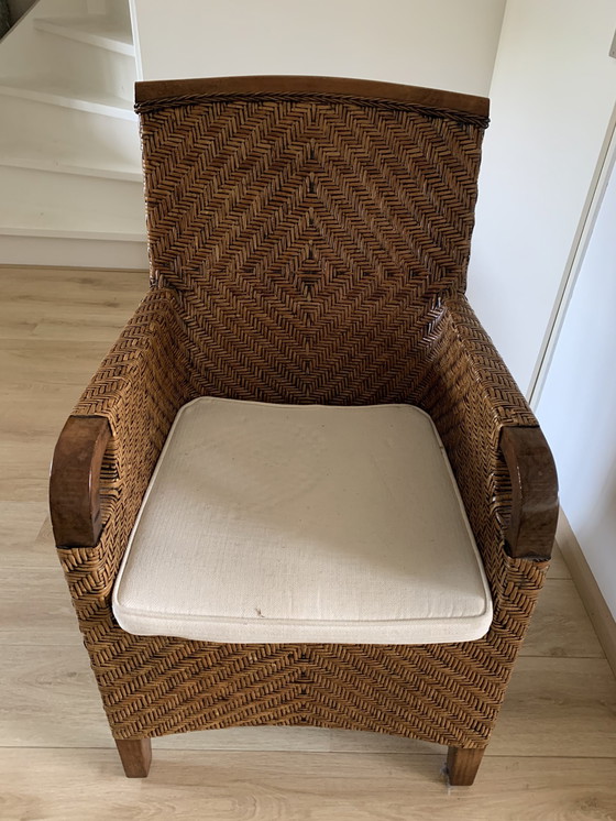 Image 1 of A Beautiful Rattan Armchair With An Ecruk Color Cushion