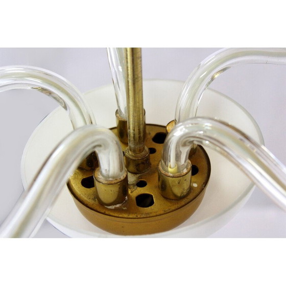 Image 1 of Lampadario vintage in acciaio e vetro, Cecoslovacchia 1960