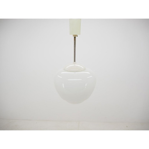 Vintage glass and white bakelite chandelier, Czechoslovakia 1960