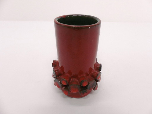 Red Ceralux vase Hans Welling - Ceramano 1960